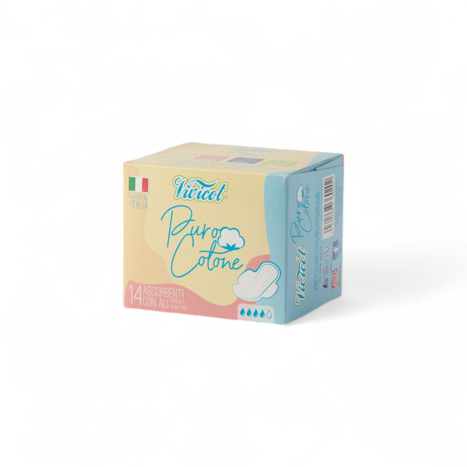 Absorbante  Eco de Zi ultrasubțiri cu Aripioare din Bumbac Organic, 14 buc. VIVICOT
