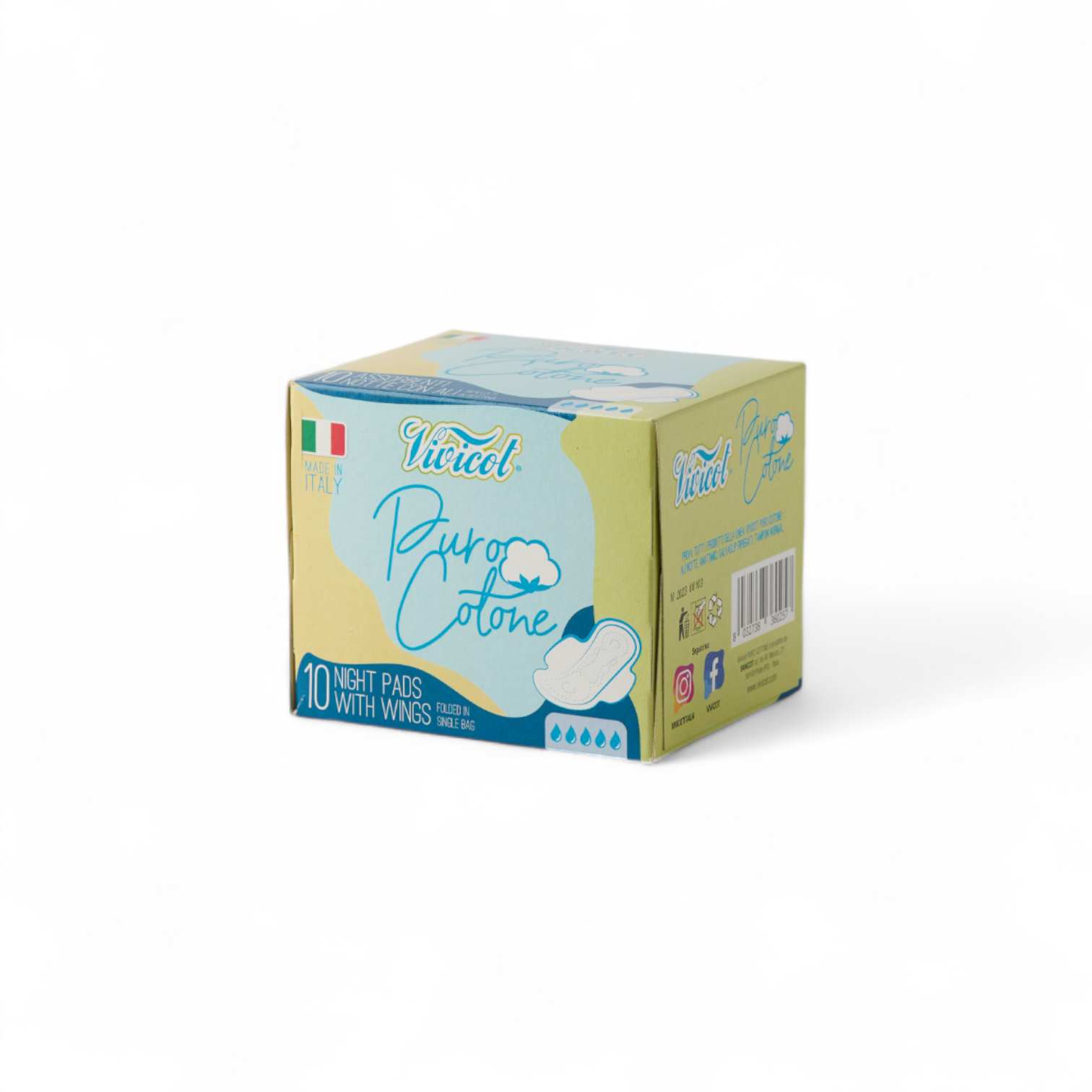 Absorbante  Eco de Noapte Ultrasubțiri cu Aripioare din Bumbac Organic, 10 buc. VIVICOT