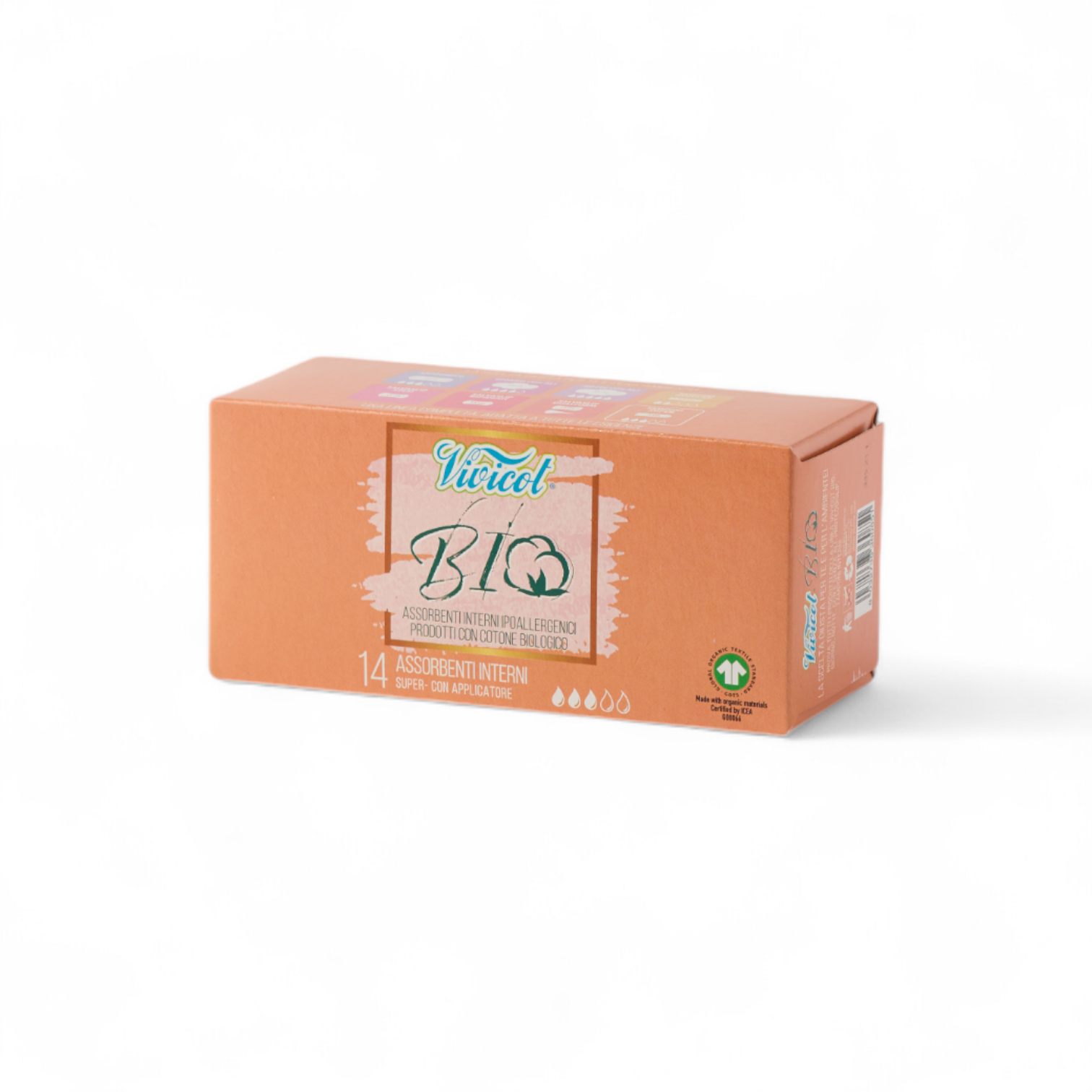 Tampoane Eco SUPER din Bumbac Organic cu Aplicator, 14 buc. VIVICOT