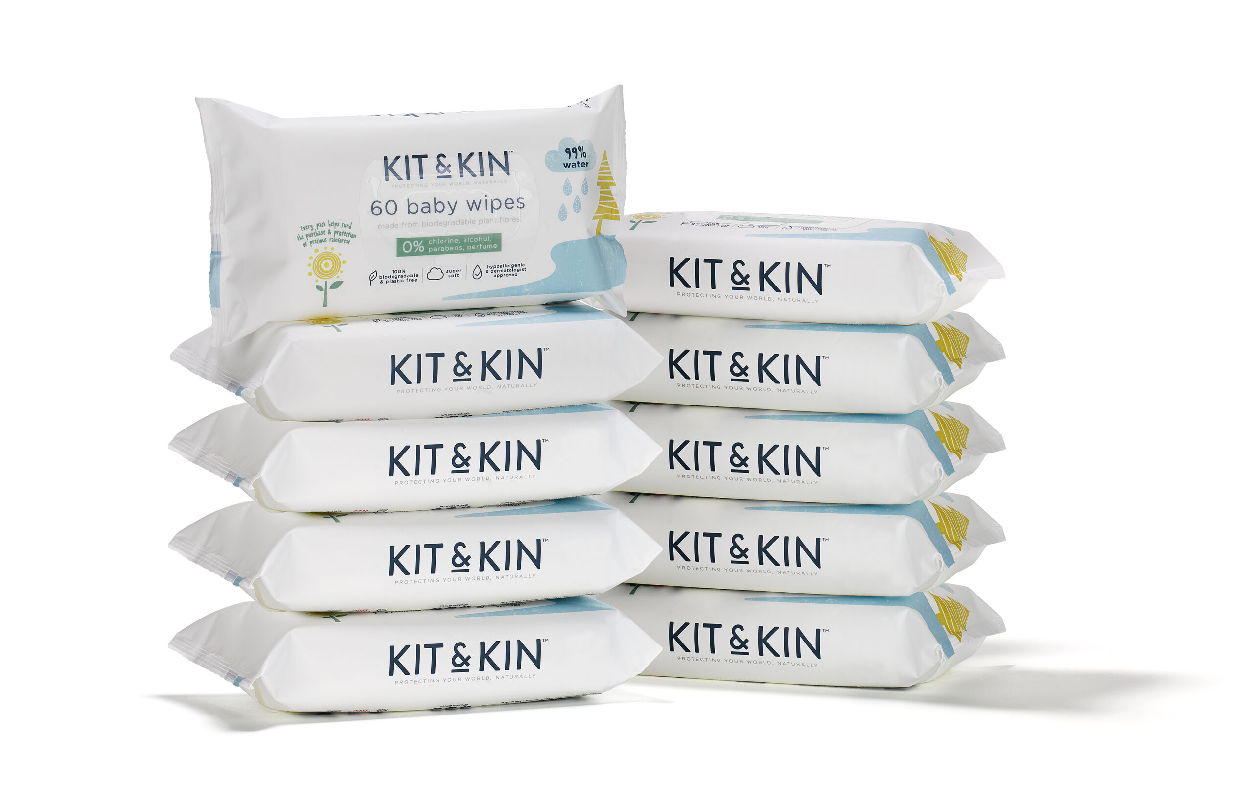 Șervețele Umede Hipoalergenice Biodegradabile Kit & Kin, 600 buc.