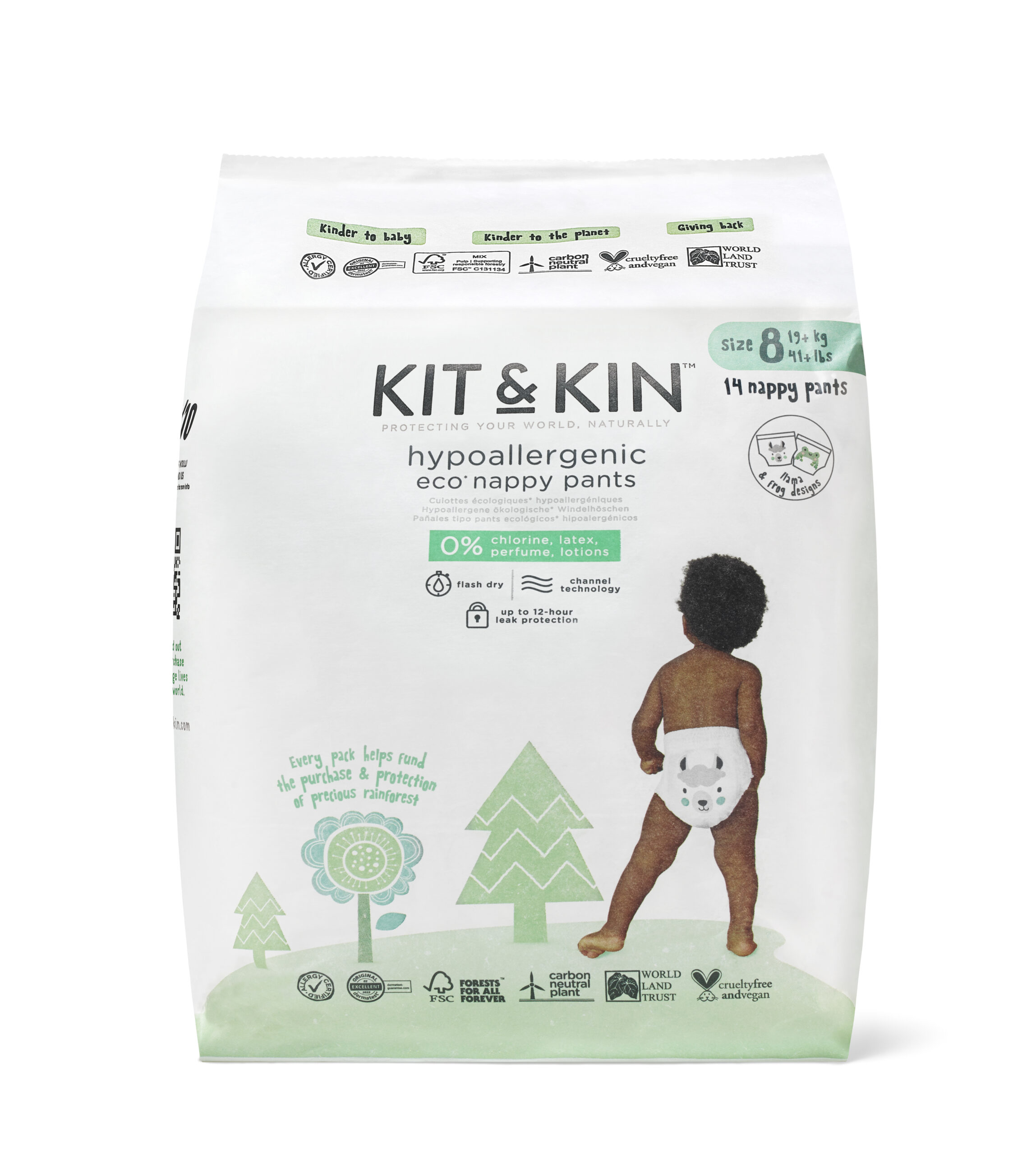 Chiloței Hipoalergenic Ecologic Kit & Kin, mărimea 8,  19 kg+, 14 buc