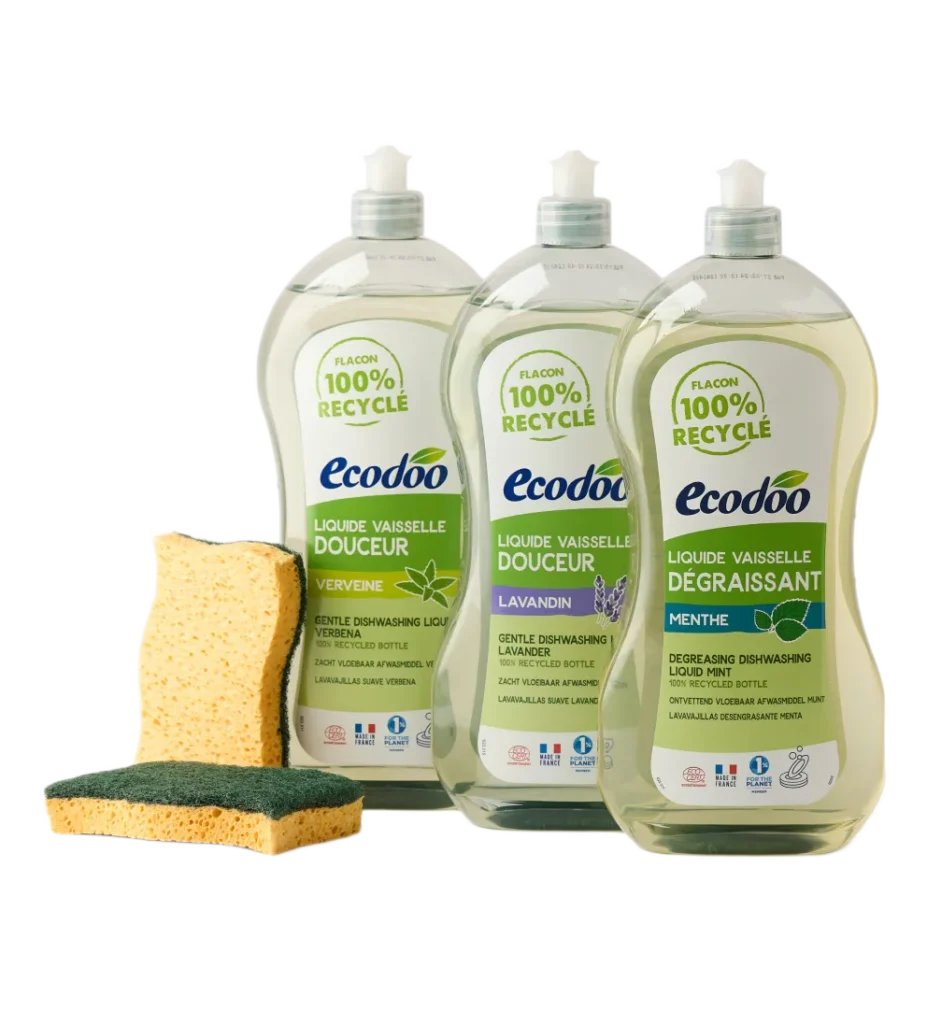 Set 3 detergenți de vase și bureți vegetali - Ecodoo