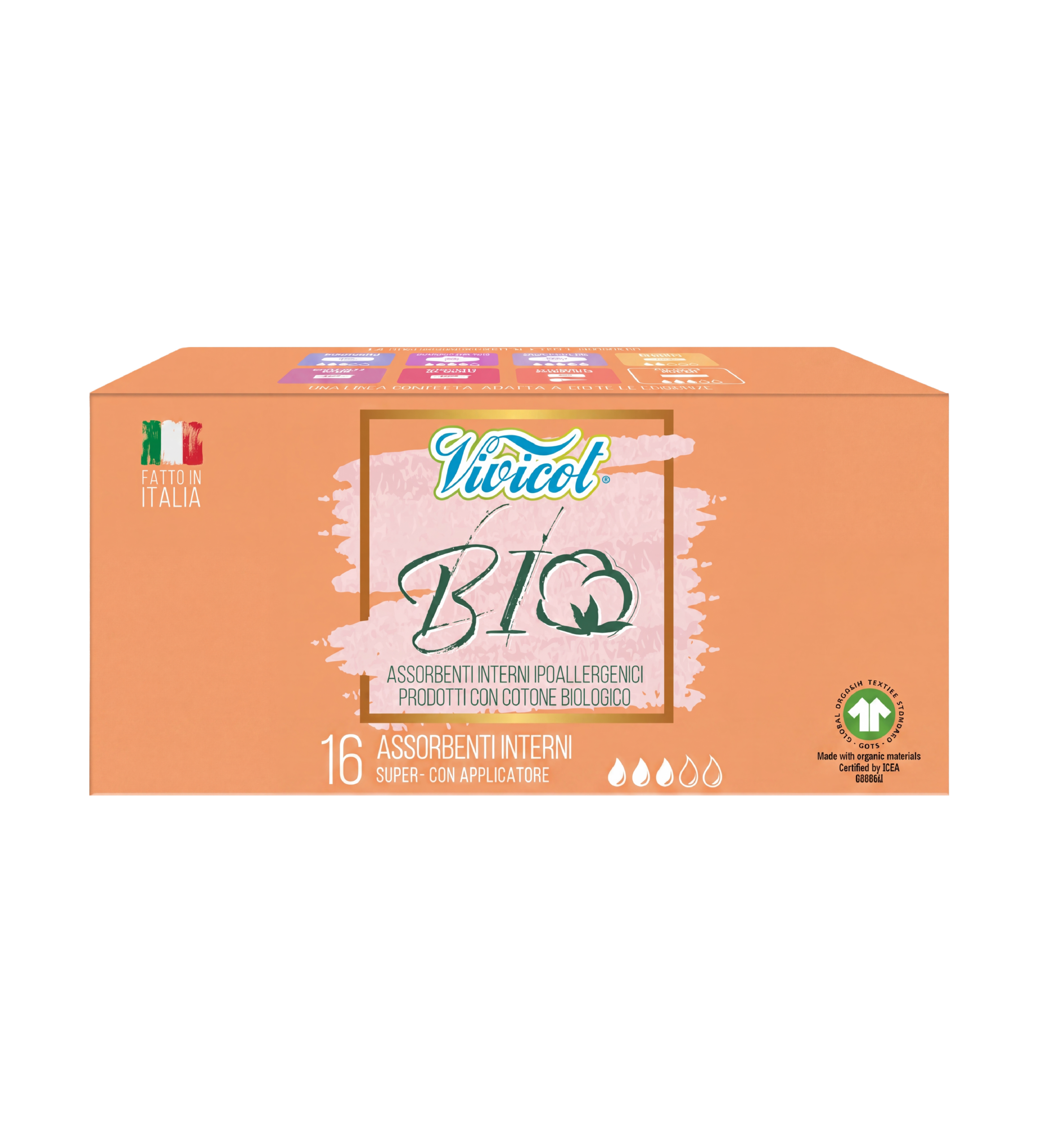 Tampoane Eco SUPER din Bumbac Organic cu Aplicator, 14 buc. - Vivicot