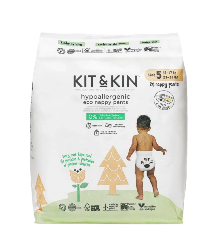 Chiloței Hipoalergenic Ecologic Kit & Kin, mărimea 5, 12-17 kg, 20 buc.