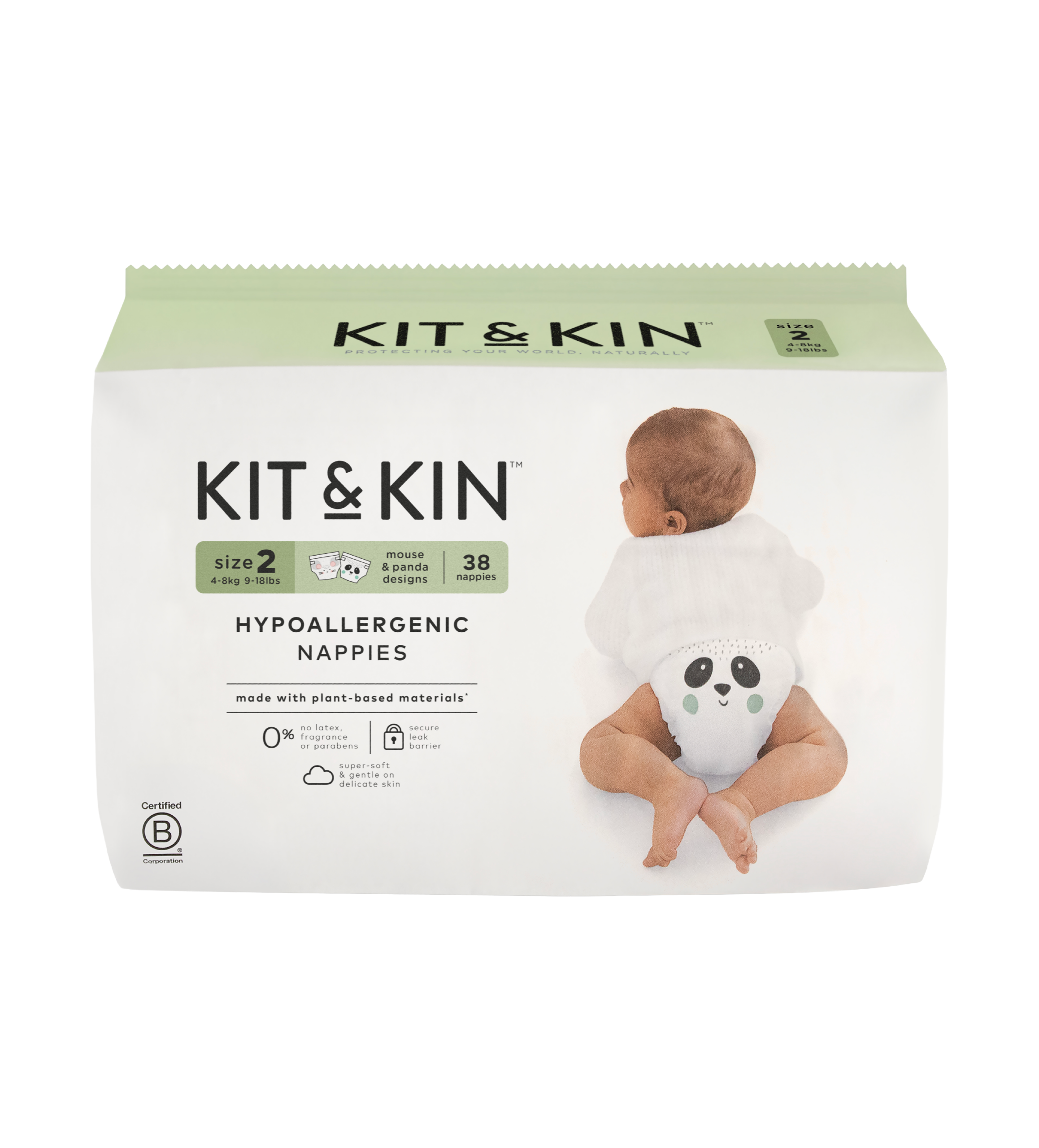 Scutece Hipoalergenice Ecologice Kit & Kin, mărimea 2, 4-8 kg , 38 buc.
