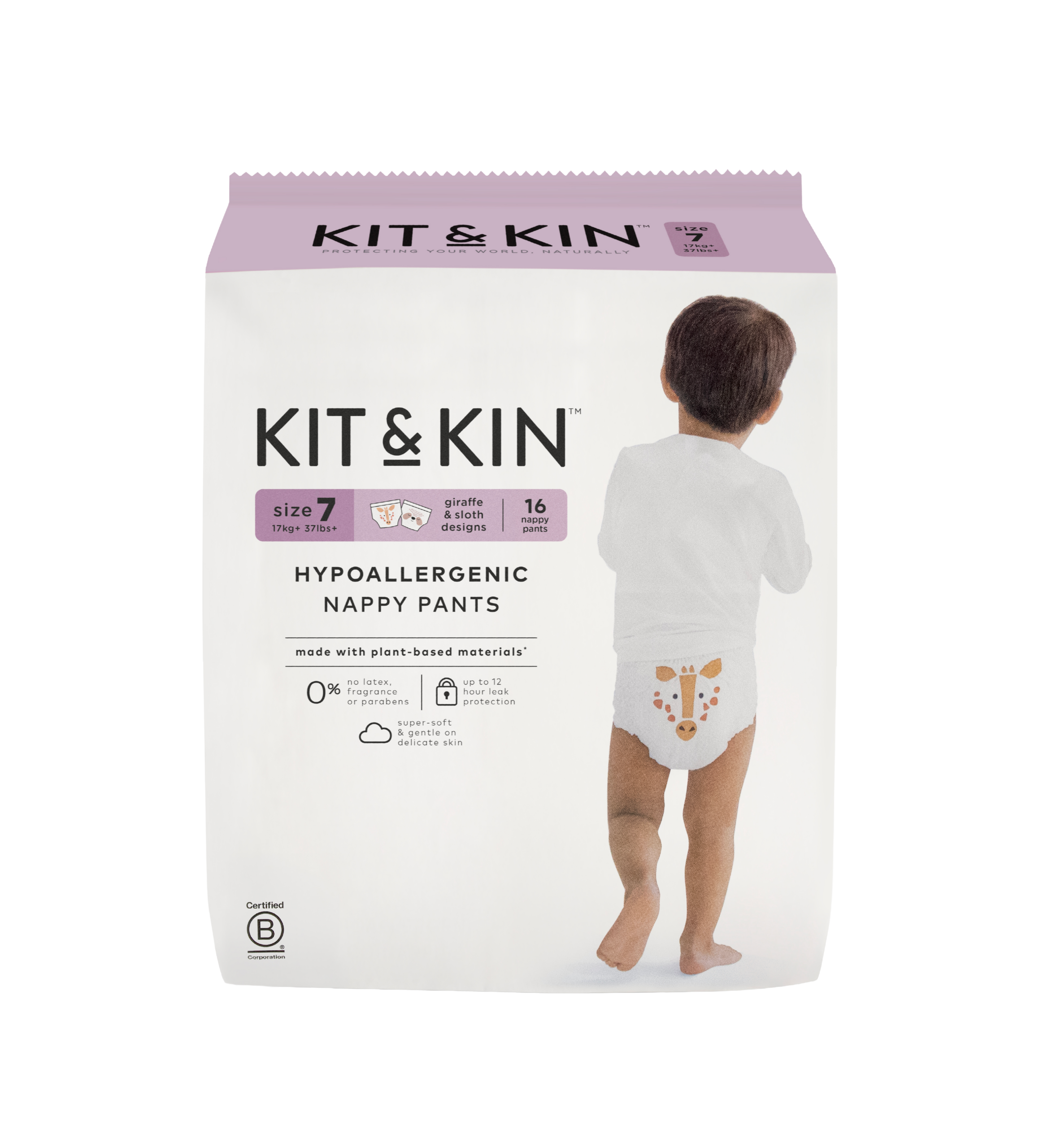 Chiloței Hipoalergenic Ecologic Kit & Kin, mărimea 7, 17 kg+, 16 buc.
