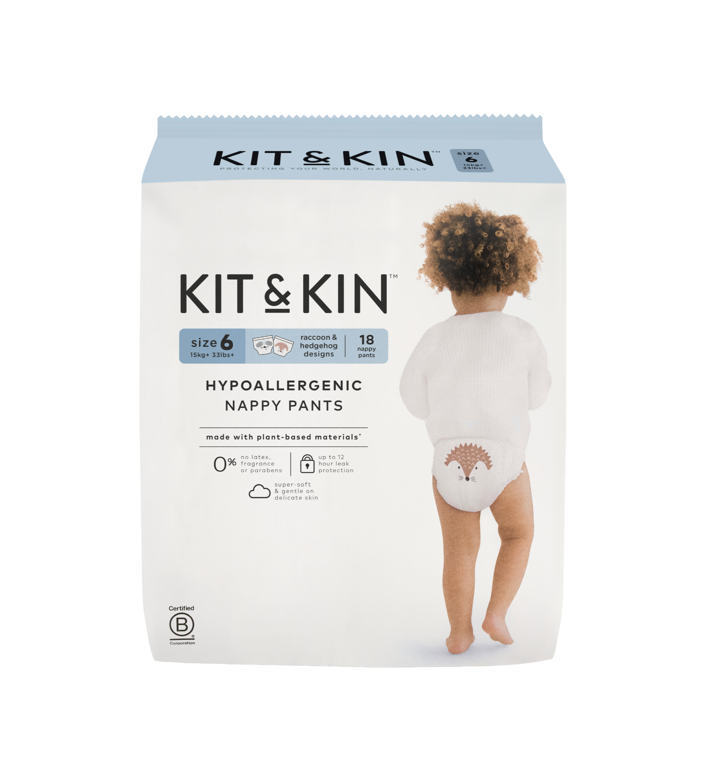 Chiloței Hipoalergenic Ecologic Kit & Kin, mărimea 6, 15 kg+, 18 buc.
