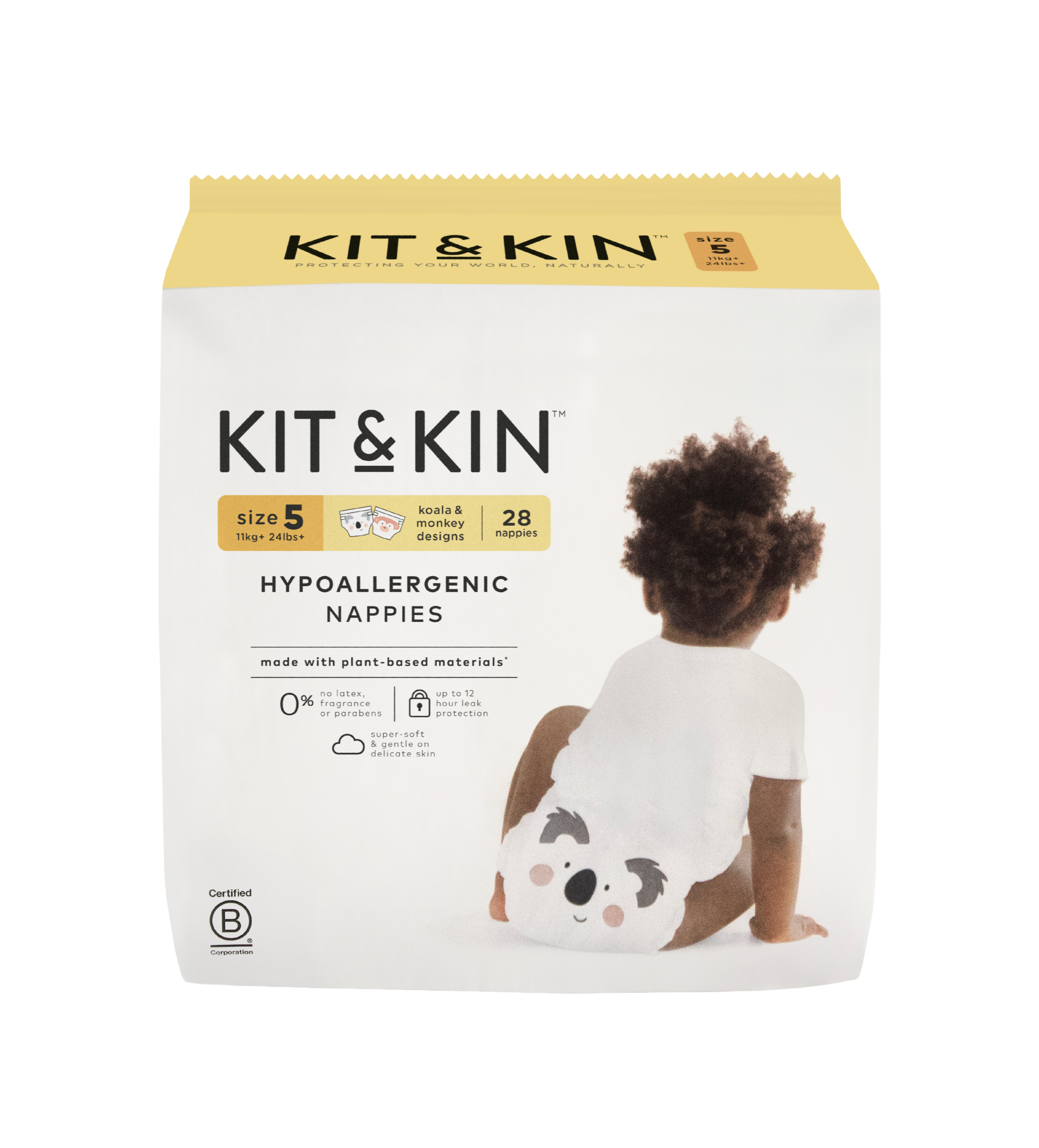 Scutece Eco, Hipoalergenice  Kit & Kin, marimea 5, 11kg+, 28 buc.