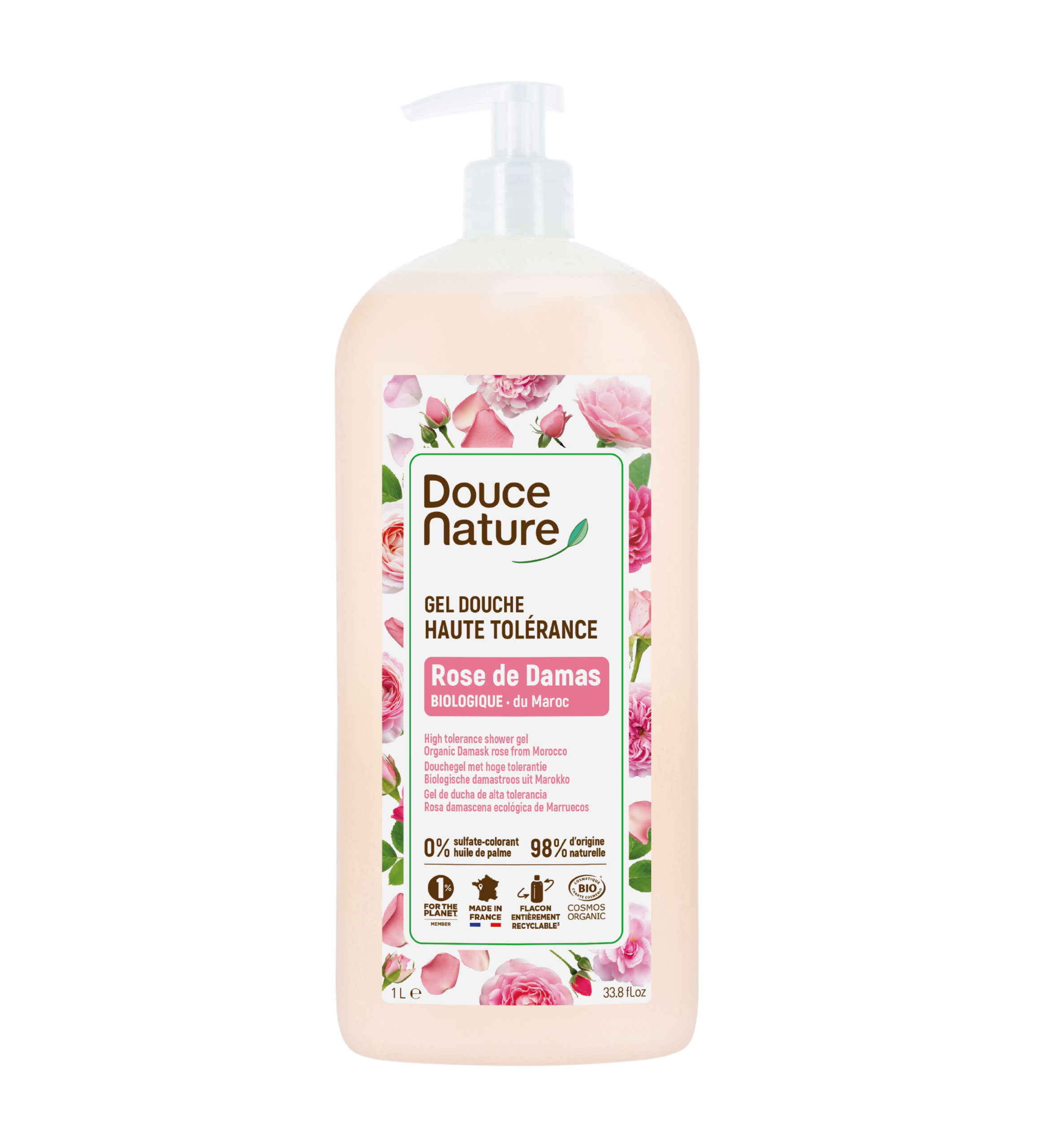 Gel de Duș Eco cu Apă de Trandafiri  1 L - DOUCE NATURE