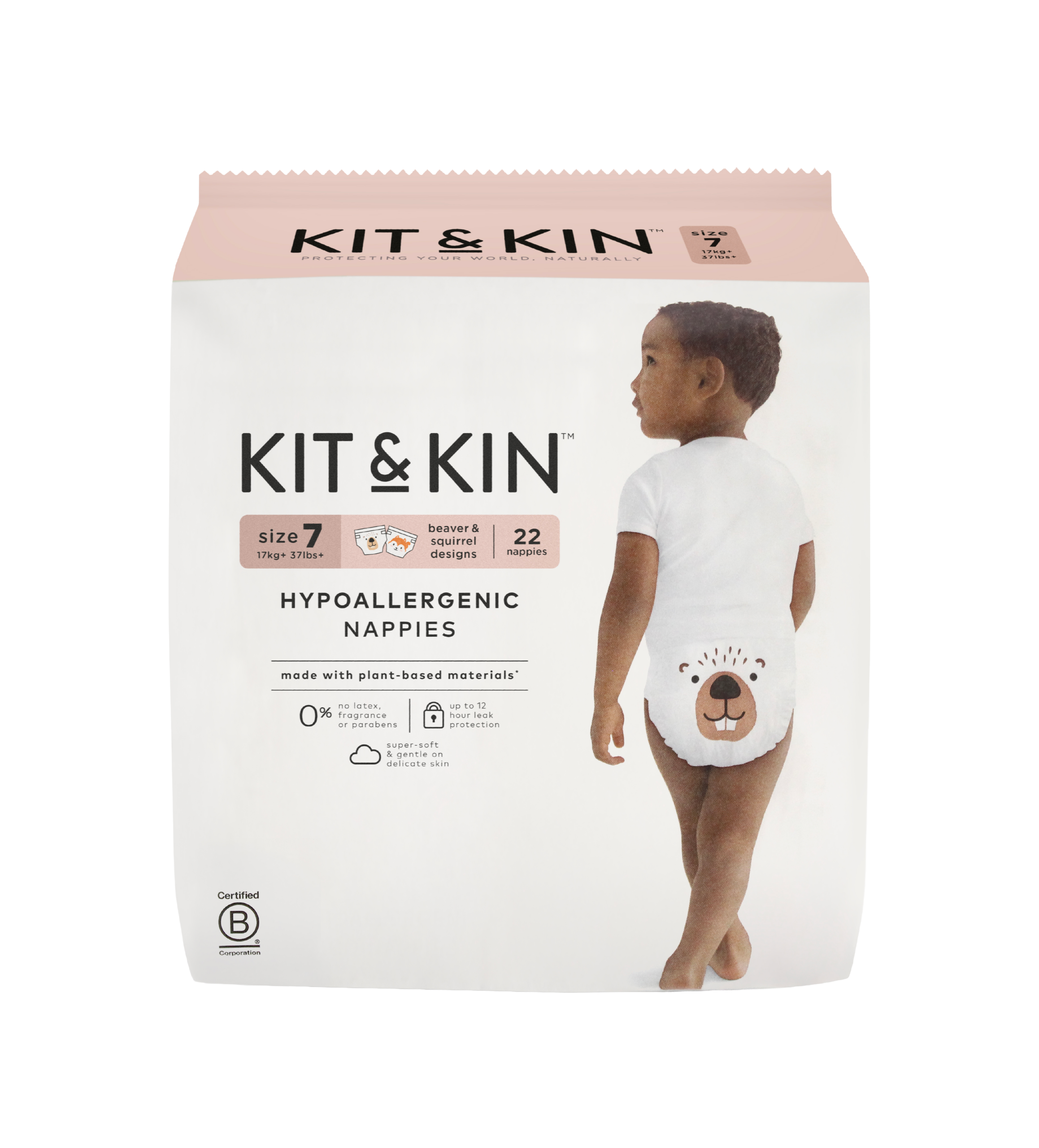 Scutece Hipoalergenice Ecologice Kit & Kin, mărimea 7, 17 kg +, 22 buc.